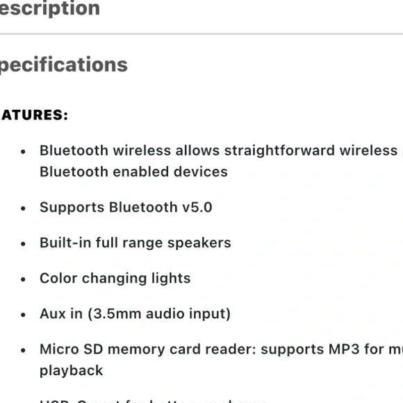 iLIVE Retro  Elegant Black Bluetooth Speaker with Color Changing lights❤️🌺 - Picture 10 of 10